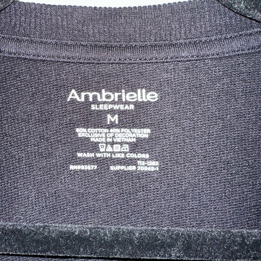 Women's Ambrielle Sleepwear Top Size M Black Short sleeve - Picture 3 of 7